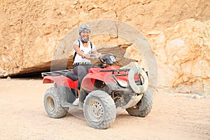 Girl on squad in desert