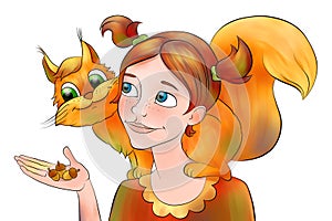 Girl with a squirrel