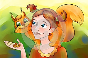 Girl with a squirrel