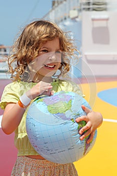 Girl standing on cruise liner deck