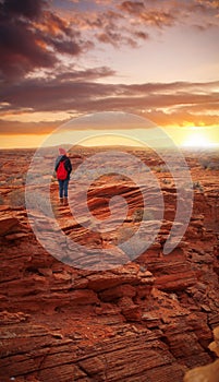 Girl standing in the Grand Canyon