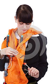 Girl in stewardess uniform