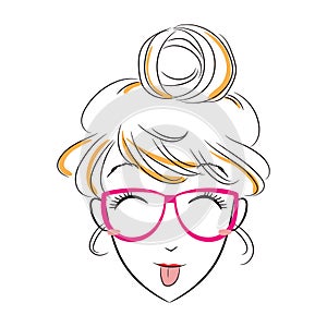 girl sticking tongue out. Vector illustration decorative design