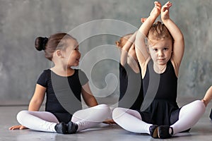 Girl stretch before a ballet