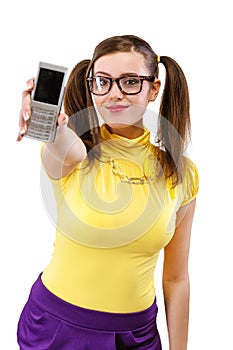 Girl stretches phone