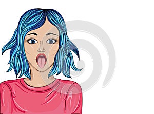 The girl stuck out her tongue. Teases. Pop Art illustration.