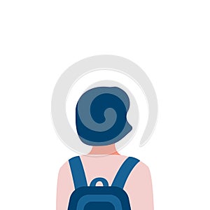Girl student with school bags, back view. Education concept. Young woman with backpack, learner, adolescent. Choice