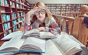 Girl Studying Hard in Library