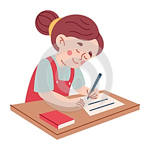 Girl Studying and Writing