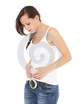 Girl suffers from indigestion photo