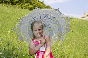 Girl with a summer umbrella