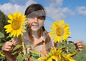 The girl with sunflower