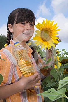 The girl with sunflower