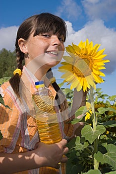 The girl with sunflower