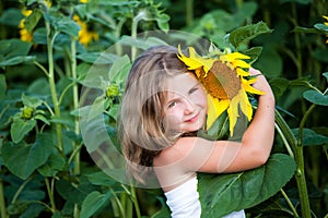 Girl and sunflower