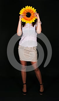 Girl and sunflower