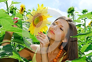 Girl in sunflowers