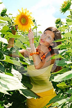 Girl in sunflowers