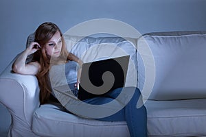 Girl surfing on the internet