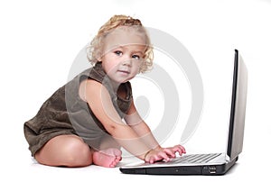 Girl surfs in internet