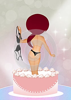 Girl surprise in the cake