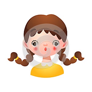 Girl with surprised face expression vector illustration