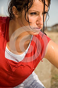 Girl sweating after workout