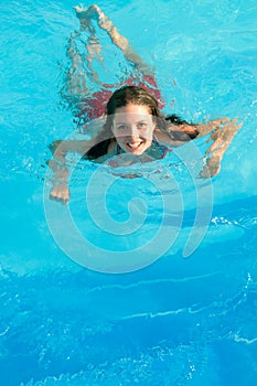 Girl Swimming Underwater