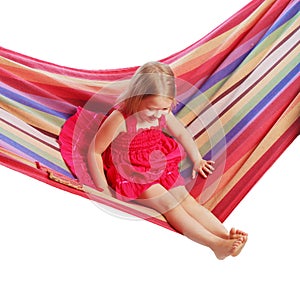 Girl swinging on a hammock