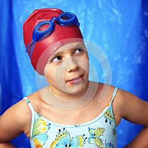 Girl in swmming pool