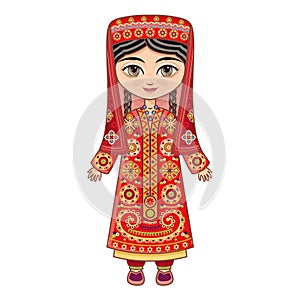 The girl in Tajik dress. Historical clothes.