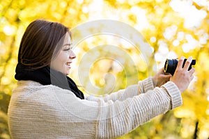 Girl take selfie photo with camera