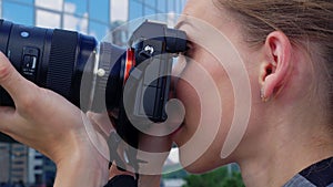 Girl takes pictures of landmarks while travelling