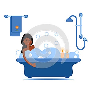 Girl taking a relaxing bubble bath