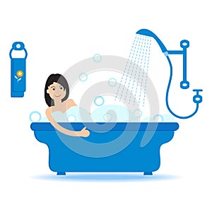 Girl taking a relaxing bubble bath