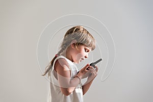Girl talking over walkie-talkie