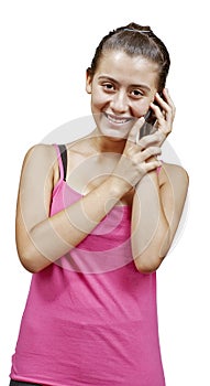 A girl talking to a phone