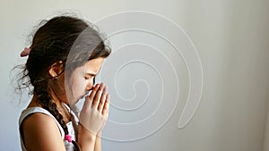 Girl teen praying church belief in god