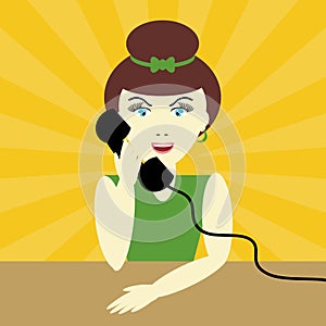 Girl with telephone reciever