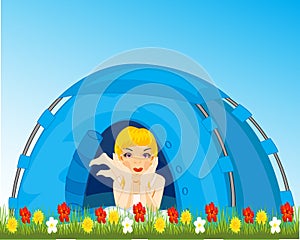 Girl in tent