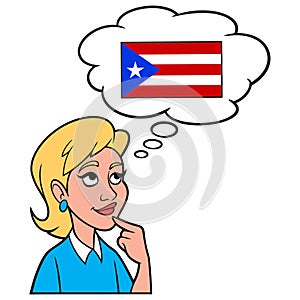 Girl thinking about Puerto Rico