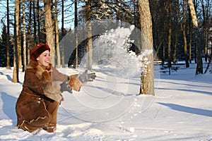 Girl throw snow