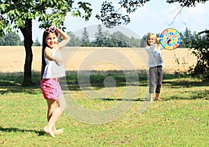 Girl throwing on a target