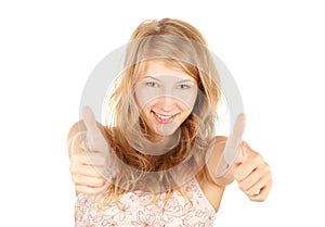 Girl with thumbs up