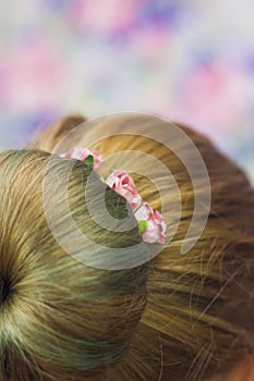 Girl with topknot on nape photo