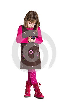 Girl with a toy cellphone