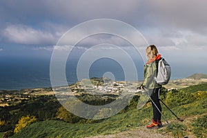 The girl on the tracking in the Azores