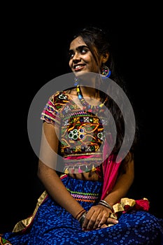 Girl in traditional chaniya choli for navratri