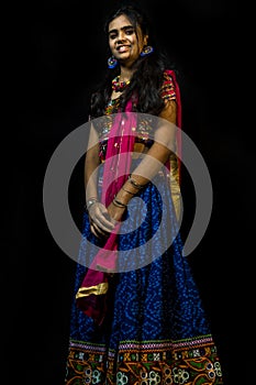 Girl in traditional chaniya choli for navratri
