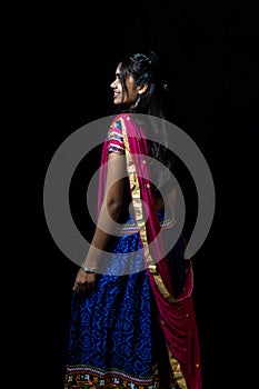 Girl in traditional chaniya choli for navratri